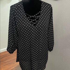 Maurices Women's Blouse Black Pock A Dot